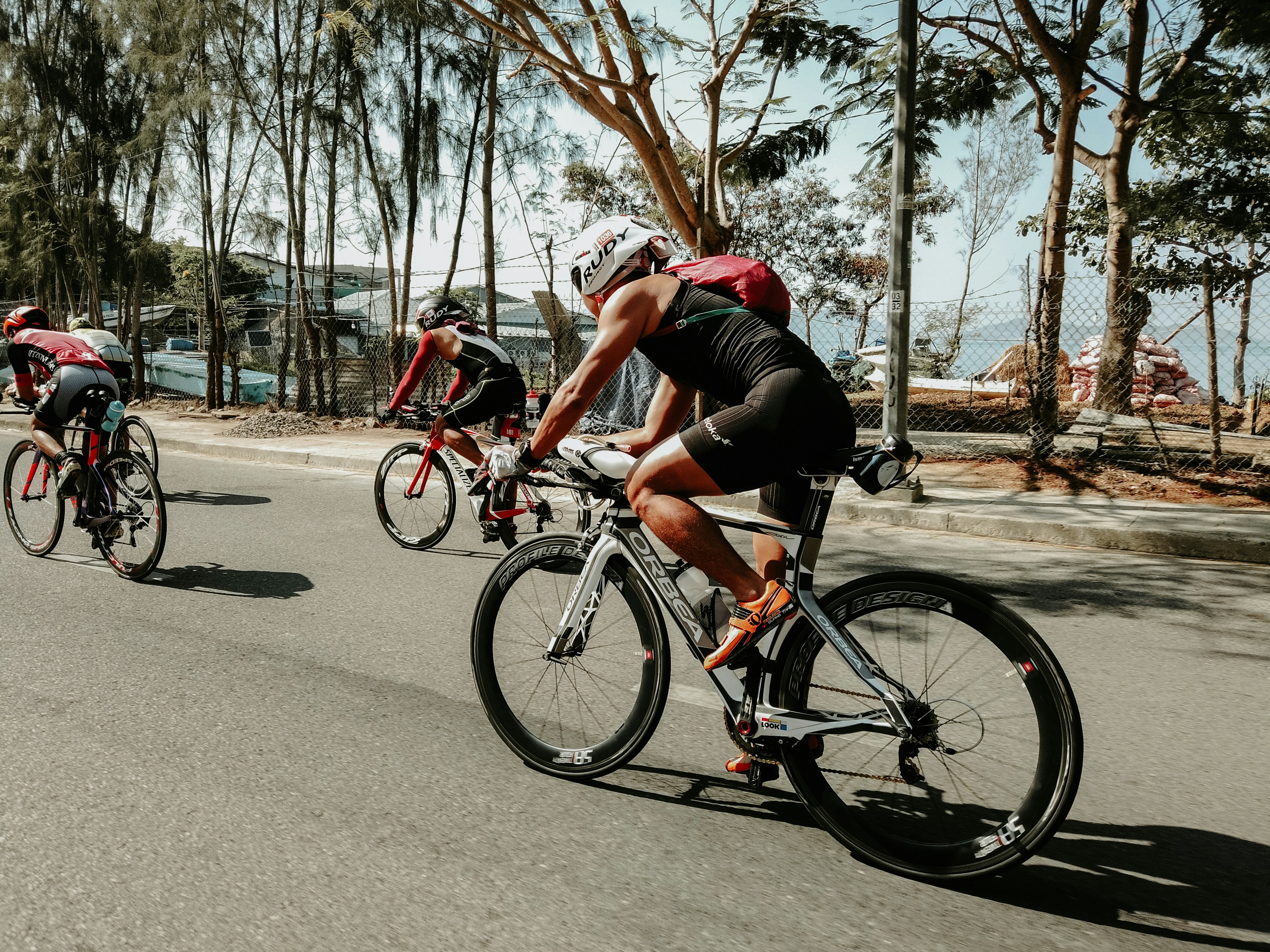 Cycling during a triathlon race in Australia